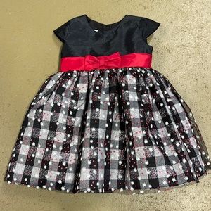 Marmellata Black Red Plaid Snowflake Dress 24M